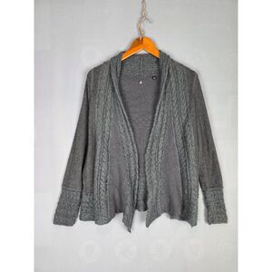 Anthropologie Knitted and Knotted Grey Cardigan Open Front Wool Mohair Medium
